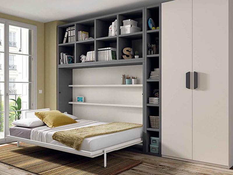 Tạo không gian lưu trữ hiệu quả với giường gấp kết hợp tủ giuong gap thong minh cho phong hep 2